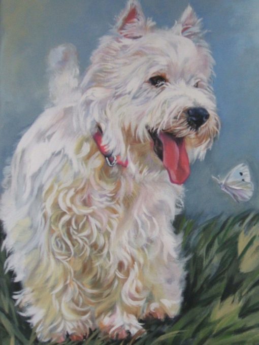 West Highland Terrier PORTRAIT ART print canvas PRINT of LAShepard painting 12x16""""