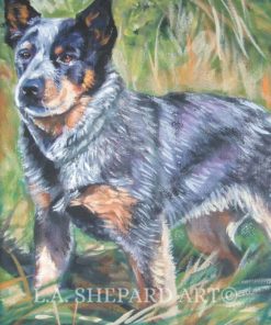 Australian CATTLE DOG art canvas PRINT of Blue Heeler painting by LAShepard 8x10