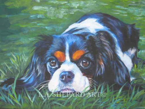 Cavalier King Charles Spaniel DOG PORTRAIT art canvas PRINT by LAShepard painting 8x10""""