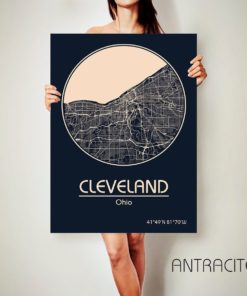 CLEVELAND Ohio CANVAS Map Cleveland Ohio Poster City Map Cleveland Ohio Art Print Cleveland Ohio poster Cleveland Ohio map