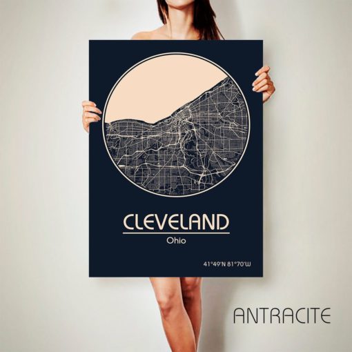 CLEVELAND Ohio CANVAS Map Cleveland Ohio Poster City Map Cleveland Ohio Art Print Cleveland Ohio poster Cleveland Ohio map