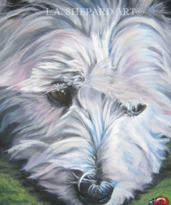 west Highland Terrier WESTIE PORTRAIT canvas PRINT of LAShepard painting 12x16 dog art
