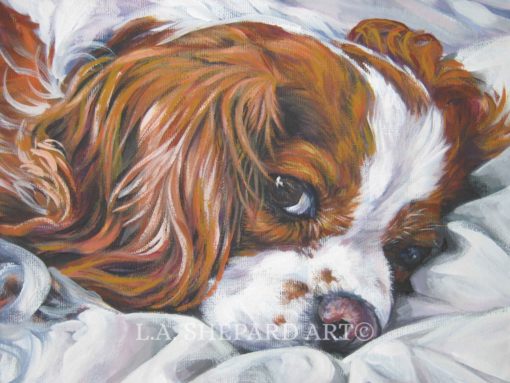Cavalier King Charles Spaniel DOG ART portrait canvas PRINT of LAShepard painting 8x10""""