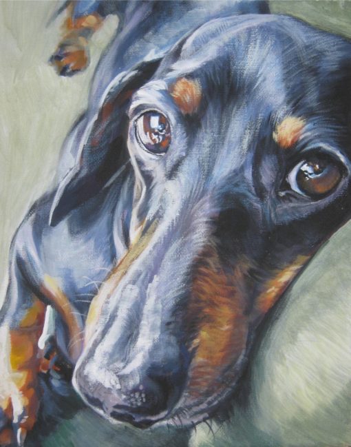 DACHSHUND dog PORTRAIT art canvas PRINT of painting by LAShepard 11x14""""