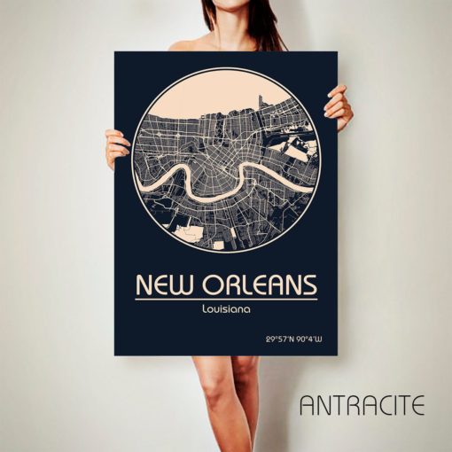 NEW ORLEANS Louisiana CANVAS Map New Orleans Louisiana Poster City Map New Orleans Louisiana Art Print New Orleans Louisiana