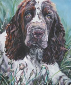 English Springer Spaniel art CANVAS print of LA Shepard painting 12x16 dog portrait