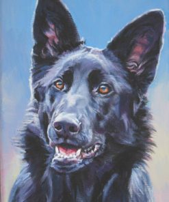 black German Shepherd art CANVAS print of LA Shepard painting 12x16 dog portrait
