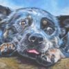 AUSTRALIAN CATTLE DOG blue heeler portrait art canvas print of LAShepard painting 12x16
