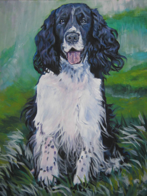 English Springer Spaniel art CANVAS print of LA Shepard painting 12x16 dog art