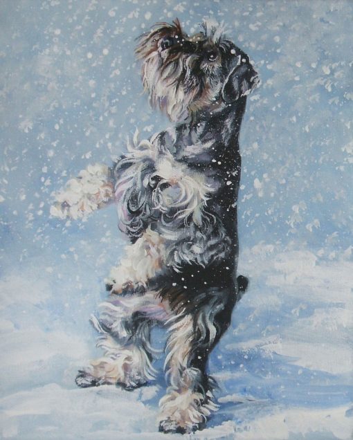 Miniature Schnauzer art CANVAS print of LA Shepard painting 8x10 dog art