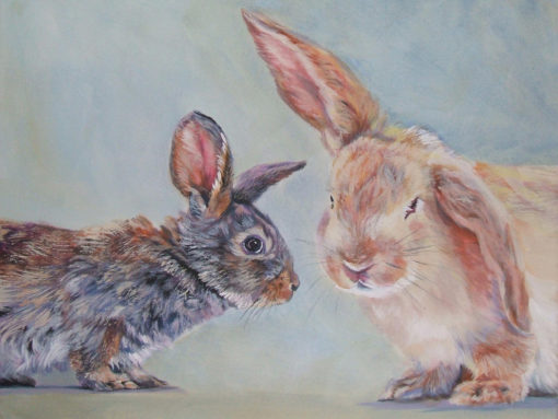 bunny rabbit art print CANVAS print of LA Shepard painting 12x16