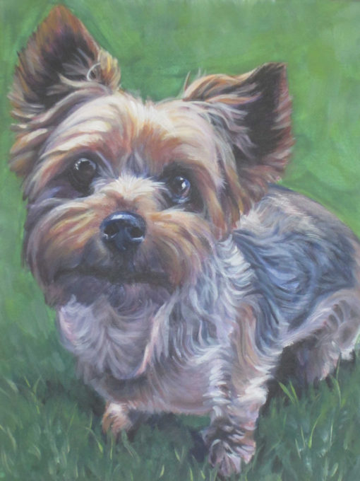 Yorkshire Terrier yorkie dog art CANVAS print of LA Shepard painting 12x16