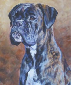 brindle Boxer dog art CANVAS print of LA Shepard painting 12x16 dog portrait