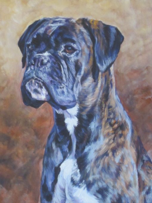 brindle Boxer dog art CANVAS print of LA Shepard painting 12x16 dog portrait