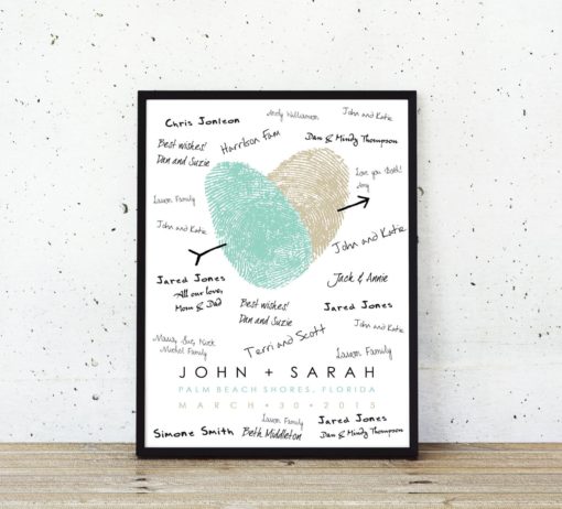 Unique Guest Book Canvas Idea Personalized Wedding Guestbook Alternative Poster Canvas Wedding Guest Book Ideas Print Thumb Print Heart