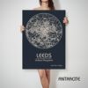 LEEDS United Kingdom CANVAS Map Leeds England Poster City Map Leeds England Art Print Leeds England