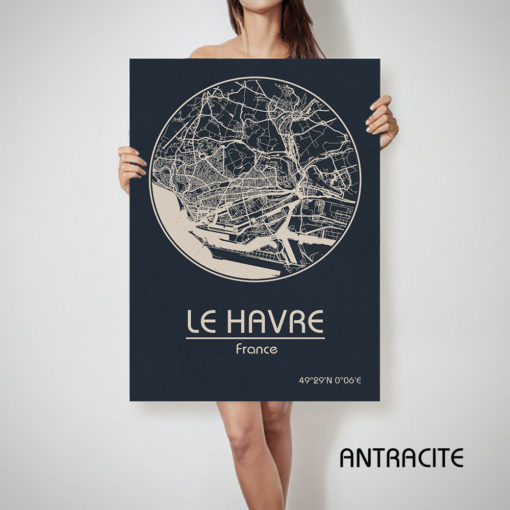 LE HAVRE France CANVAS Map Le Havre France Poster City Map Le Havre France Art Print Le Havre France