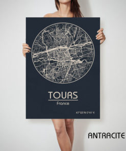 TOURS France CANVAS Map Tours Tours France Poster City Map Tours France Art Print Tours France