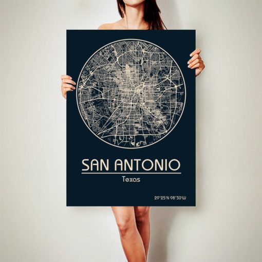 SAN ANTONIO Texas CANVAS Map San Antonio Texas Poster City Map San Antonio Texas Art Print San Antonio Texas