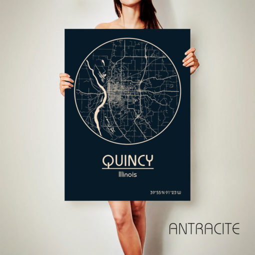 QUINCY Illinois CANVAS Map Quincy Illinois Poster City Map Quincy Illinois Art Print Quincy Illinois