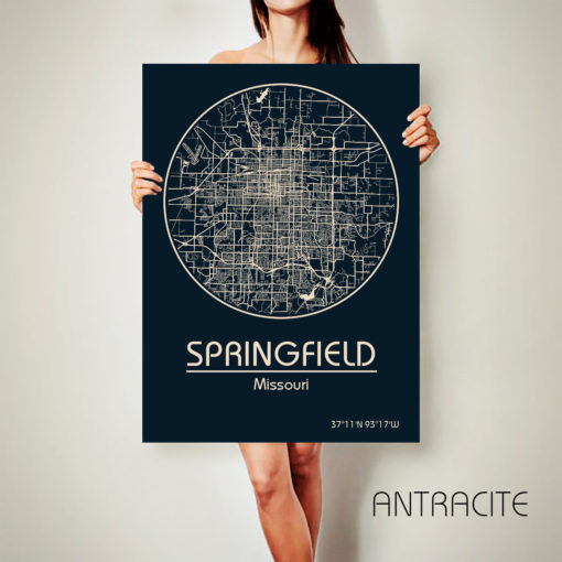 SPRINGFIELD Missouri CANVAS Map Springfield Missouri Poster City Map Springfield Missouri Art Print Springfield Missouri