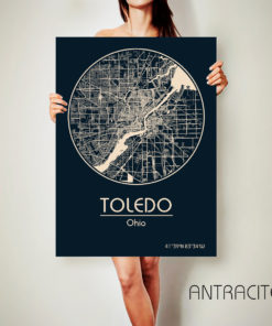 TOLEDO Ohio CANVAS Map Toledo Ohio Poster City Map Toledo Ohio Art Print Toledo Ohio