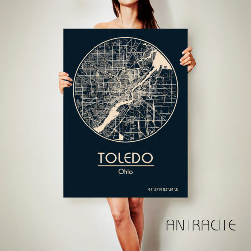 TOLEDO Ohio CANVAS Map Toledo Ohio Poster City Map Toledo Ohio Art Print Toledo Ohio
