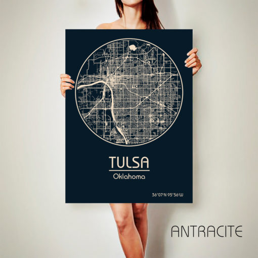 TULSA Oklahoma CANVAS Map Tulsa Oklahoma Poster City Map Tulsa Oklahoma Art Print Tulsa Oklahoma
