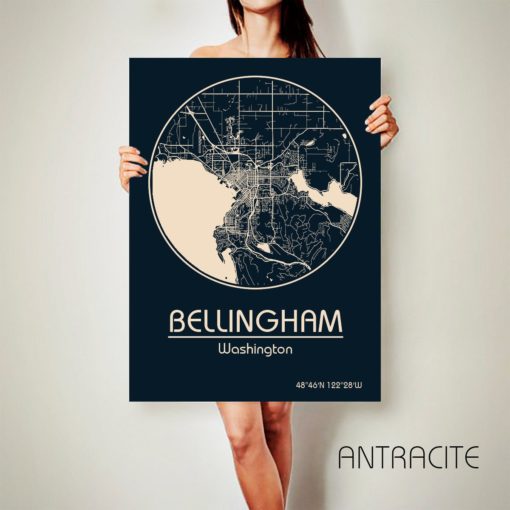 BELLINGHAM Washington CANVAS Map Bellingham Washington Poster City Map Bellingham Washington Art Print Bellingham Washington Hapava