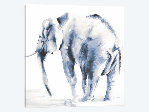Lone Elephant Blue Gray