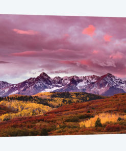 Autumn, Aspen Trees And Sneffels Range At Sunset, Mount Sneffels Wilderness. Colorado
