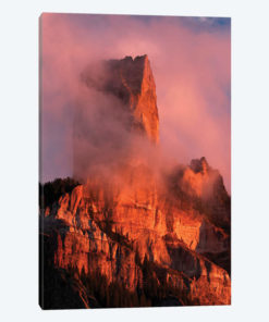 Chimney Rock at sunset, from Owl Creek Pass, Cimarron range, San Juan Mountains, Colorado