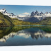 Cuernos del Paine reflecting on lake, Torres del Paine National Park, Chile, Patagonia