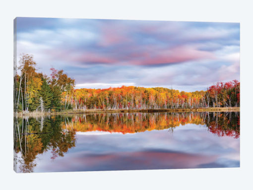 Red Jack Lake and sunrise reflection, Alger County, Michigan.