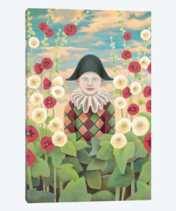 Harlequin And Hollyhocks