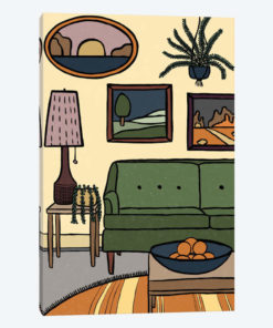 Living Room With Green Couch