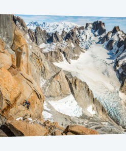 A Climber High On The Comesana-Fonrouge Route, Aguja Guillaumet, Patagonia, Argentina