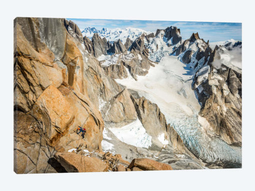 A Climber High On The Comesana-Fonrouge Route, Aguja Guillaumet, Patagonia, Argentina