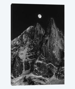 Moonrise Over Aiguille des Drus, Chamonix, Haute-Savoie, Auvergne-Rhone-Alpes, France