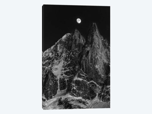 Moonrise Over Aiguille des Drus, Chamonix, Haute-Savoie, Auvergne-Rhone-Alpes, France