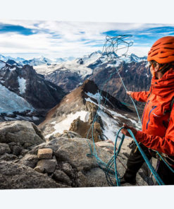 Abseil Preparation, Comesana-Fonrouge Route, Aguja Guillaumet, Patagonia, Argentina