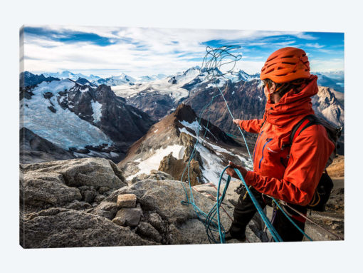 Abseil Preparation, Comesana-Fonrouge Route, Aguja Guillaumet, Patagonia, Argentina