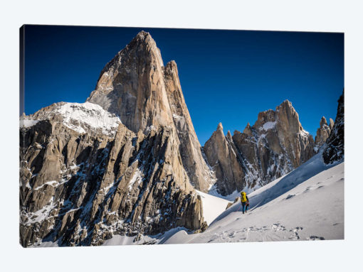 A Climber Reaches Paso Superior Below Cerro Fitzroy, Patagonia, Argentina