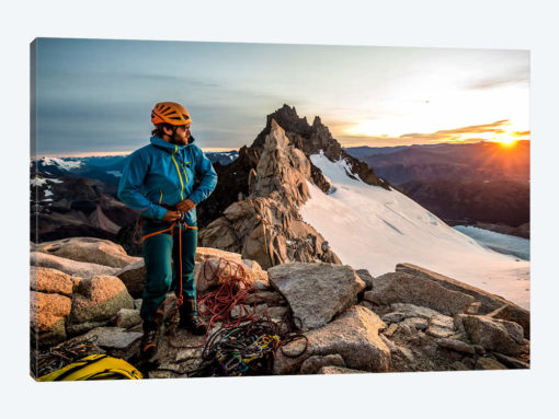 A Climber Prepares His Equipment On Aguja Guillaumet, Patagonia, Argentina