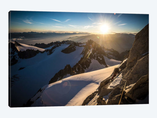 A Climber On Arête Forbes, Aiguille du Chardonnet, Chamonix, France