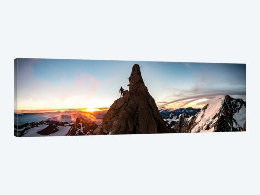 A Climber At Sunrise On Aiguille du Chardonnet, Chamonix, France