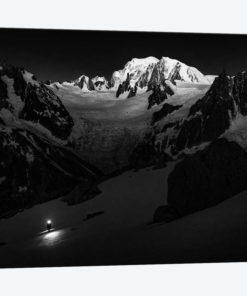 A Climber On Glacier du Moine, With Mont Blanc In The Background, Chamonix, France