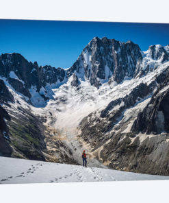 A Climber On Glacier du Moine, With Grandes Jorasses In The Background, Chamonix, France