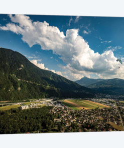 A Paraglider Above The Passy Valley, Haute Savoie, France