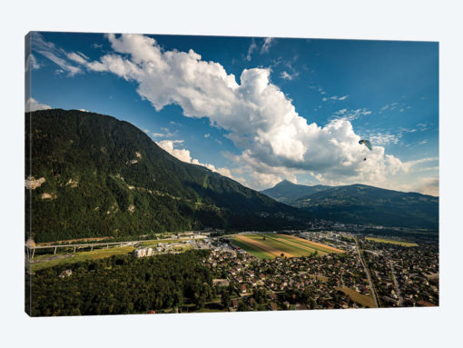 A Paraglider Above The Passy Valley, Haute Savoie, France